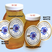 20 Kleine Jar Ovaal Blauw Bloem Honing Label en Be
