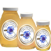 20 Kleine Jar Ovaal Blauw Bloem Honing Label en Be