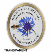 20 Kleine Jar Ovaal Blauw Bloem Honing Label en Be