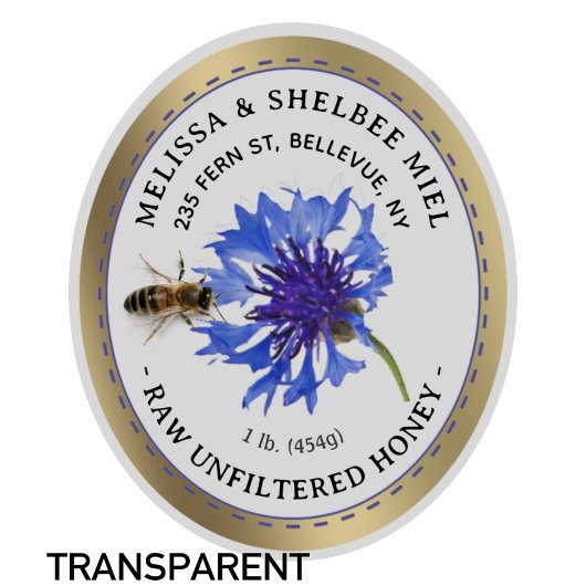 20 Kleine Jar Ovaal Blauw Bloem Honing Label en Be