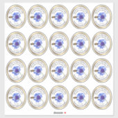 20 Kleine Jar Ovaal Blauw Bloem Honing Label en Be (Vel)