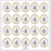 20 Kleine Jar Ovaal Lavendel Honing Label met Bije (Vel)