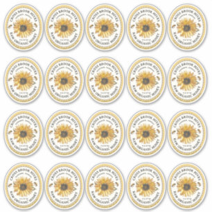 20 Kleine Jar Ovale Zonnebloem Honing Label met Bi