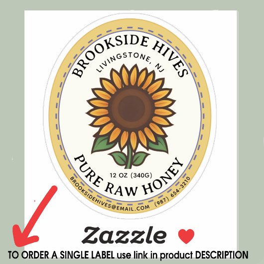 20 kleine pot Ovaal Zonnebloem Honing Labels