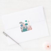 20 Kleurenpalet Teal Roze Goud Bruiloft Leverancie Vierkante Sticker (Envelop)