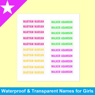 20 Kleurrijke Labels, Girly Transparant Naam Stick Sticker