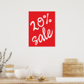 20% Korting Bord, 18x24 Rood Korting Poster (Keuken)