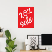 20% Korting Bord, 18x24 Rood Korting Poster (Thuiskantoor)