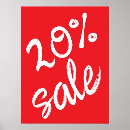 20% Korting Bord, 18x24 Rood Korting Poster (Voorkant)