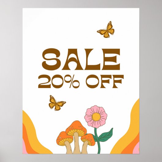 20% Korting Bord, Winkel Uitverkoop Borden, Retro  Poster (Voorkant)