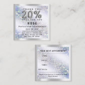 20% korting Logo Hair Lash Glitter Silver Afsprakenkaartje (Voorkant / Achterkant)