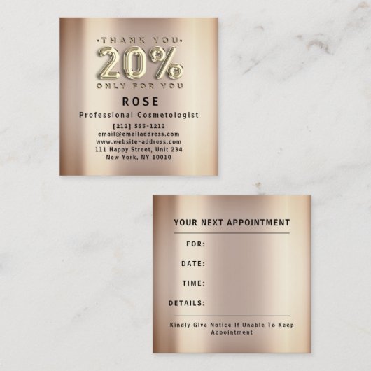 20% korting op korting Logo Hartelijk dank Roos Go Afsprakenkaartje (Voorkant / Achterkant)