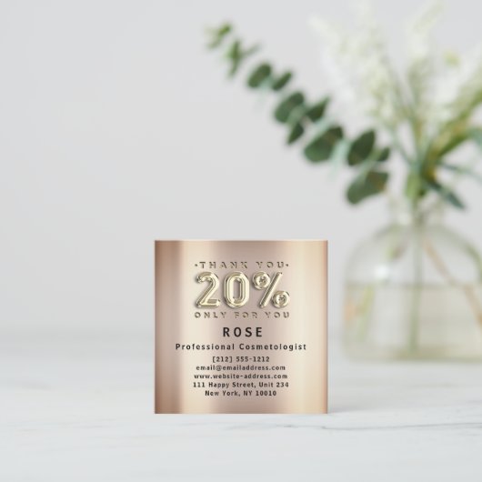 20% korting op korting Logo Hartelijk dank Roos Go Afsprakenkaartje (Staand voorkant)