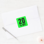 20 % korting op neongroene verkoop vierkante sticker (Envelop)