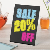 20% korting op verkoop teken, tafelblad teller sig reclamebord met voetstuk (Insitu)