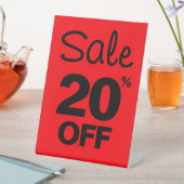 20% korting op verkoop teken, tafelblad teller sig reclamebord met voetstuk (Insitu)