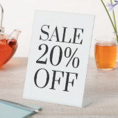 20% korting op verkoop teken, tafelblad teller sig reclamebord met voetstuk (Insitu)