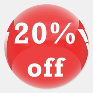 20% korting (percentage) Ronde glanzende sticker
