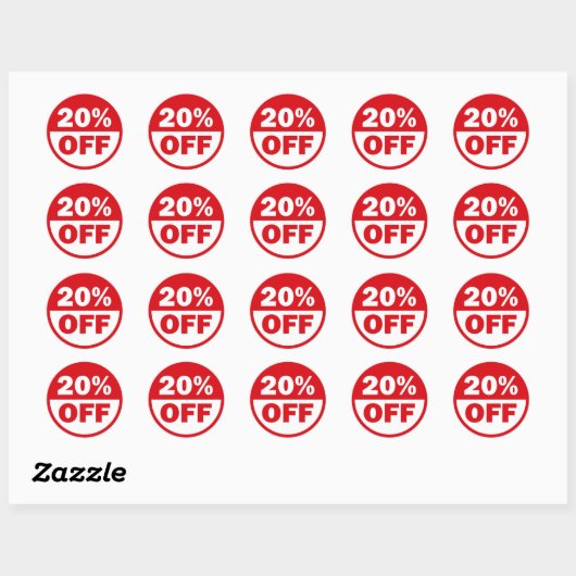 20% KORTING RONDE STICKER (Vel)