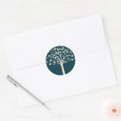 20 Navy/Creme Boom Envelop Seal Bruiloft Ronde Sticker (Envelop)