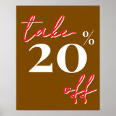 20% Off Sale Sign, Brown Sale Poster (Voorkant)