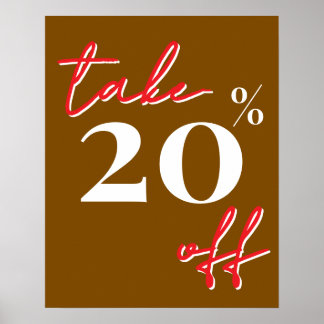 20% Off Sale Sign, Brown Sale Poster