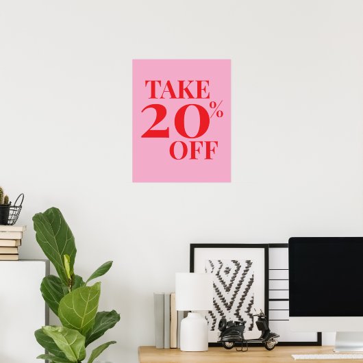 20% Off Sale Sign, Pink and Red Sale Poster (Thuiskantoor)