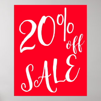 20% Off Sale Sign, Red Boutique Sale Sign, Detailh Poster