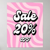 20% Off Sale teken, Roze Retro Retail Store Poster (Voorkant)