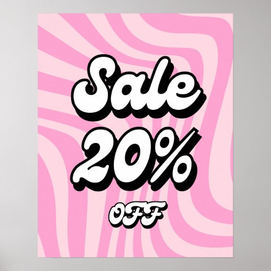 20% Off Sale teken, Roze Retro Retail Store Poster (Voorkant)