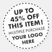20 op maat gemaakte ronde stickers 45% korting bul (Voorkant)