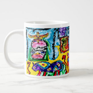 20 OZ—ABSTRACTE PAARSE BUFFEL GROTE KOFFIEKOP