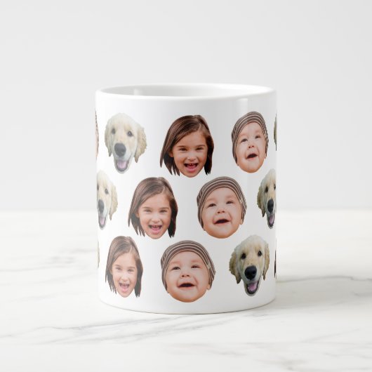 20 oz Jumbo Family Face 3 foto's Specialiteit Grote Koffiekop (Voorkant)