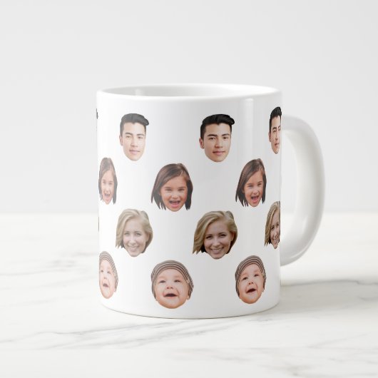 20 oz Jumbo Schattigee Familie Gezicht 4 Foto's Sp Grote Koffiekop (Voorkant rechts)