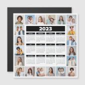 20 Photo Collage 2023 US Calendar Magnetic Card (Voorkant / Achterkant)