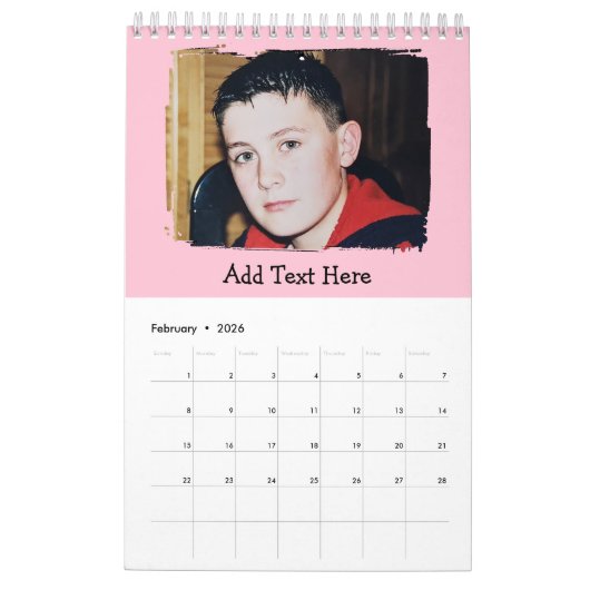 20 photo personalized text Calendar Kalender (Feb 2026)