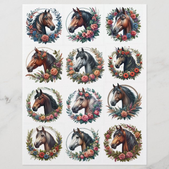 20 Prachtige  Paard Ronde Fussy Cuts (Voorkant)