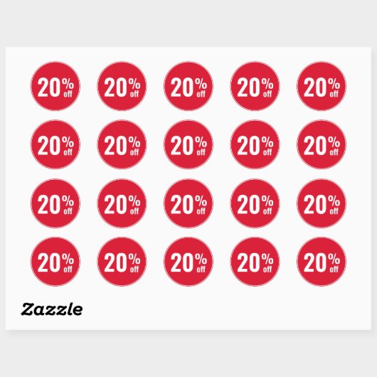 20 procent korting aanbieding ronde sticker (Vel)