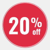 20 procent korting aanbieding ronde sticker (Voorkant)