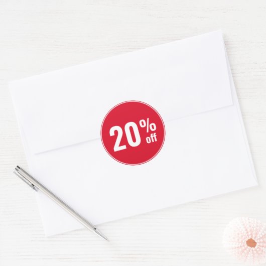 20 procent korting aanbieding ronde sticker (Envelop)