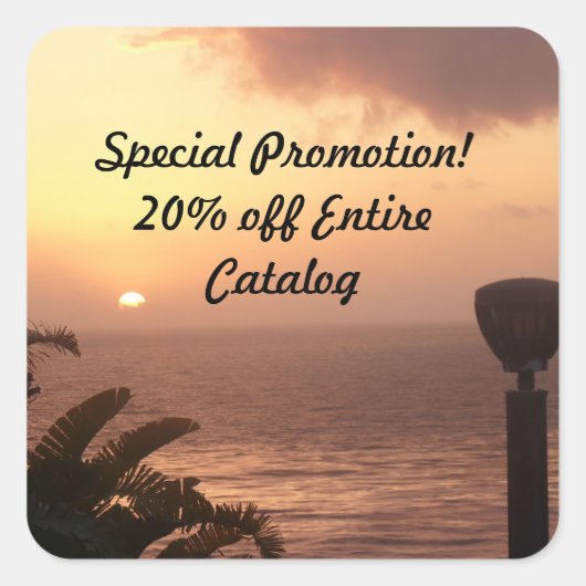 20 procent korting - Ocean Uitzicht Vierkante Sticker (Voorkant)