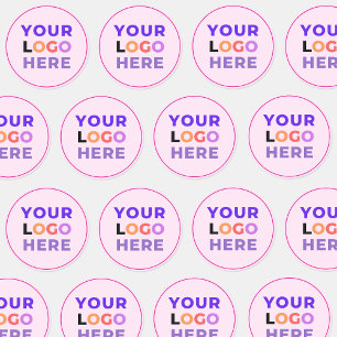 20 Promotie Bedrijfslogo, Roze Merklogo Ronde Sticker