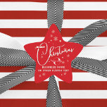20 Red Gold Business logo Company merk Christmas Ster Sticker<br><div class="desc">Star Kerst stickers met scrip lettertype en een vrolijke sneeuwregen. Voeg je logo en tekst toe.</div>
