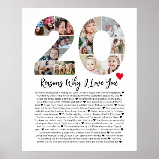 20 redenen waarom ik van je hou 20e verjaardag col poster (Voorkant)