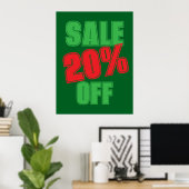 20% Sale Sign, Green and Red Christmas Sale  Poster (Thuiskantoor)