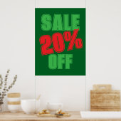 20% Sale Sign, Green and Red Christmas Sale  Poster (Keuken)