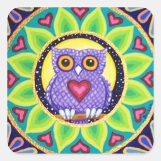 20 schattige kleine paarse uil stickers van Soozie (Voorkant)