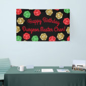 20 Sided Dice DND Game Verjaardag Groen Rood Goud Spandoek (Beurs)