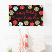 20 Sided Dice DND Game Verjaardag Wit Rood Goud Spandoek (Insitu)