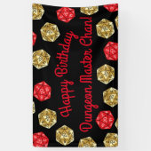 20 Sided Dice DND Game Verjaardagsfeestje Rood Gou Spandoek (Verticaal)